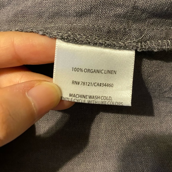 Eileen Fisher 100% Organic Linen Gray Dapple Cropped Cargo Pants 14 - Picture 6 of 7
